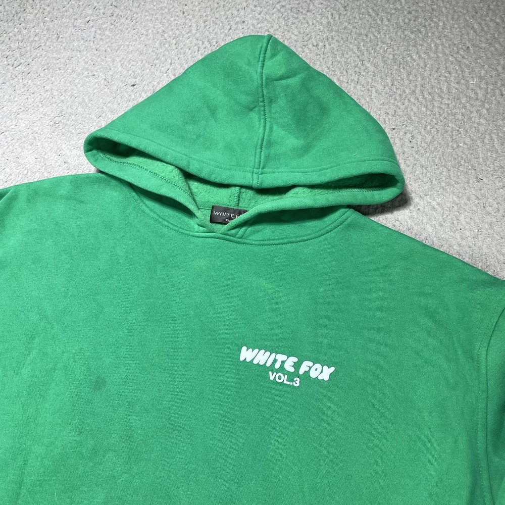 White Fox Hoodie Womens XS/S Green Vol 3 Graphic Pullover Fleece Sweatshirt - Picture 2 of 12